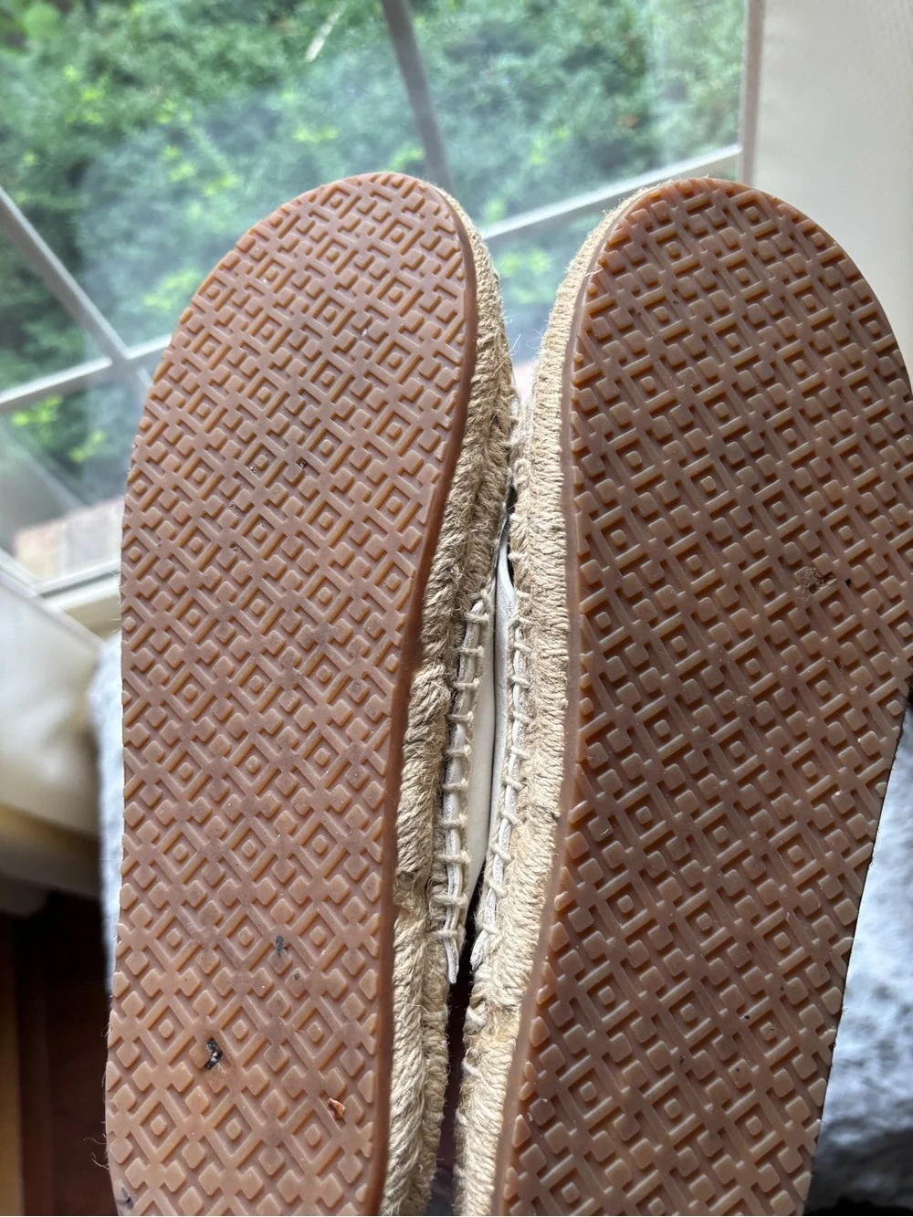Tory Burch Cream Leather Cross-Strap Espadrille Sandals